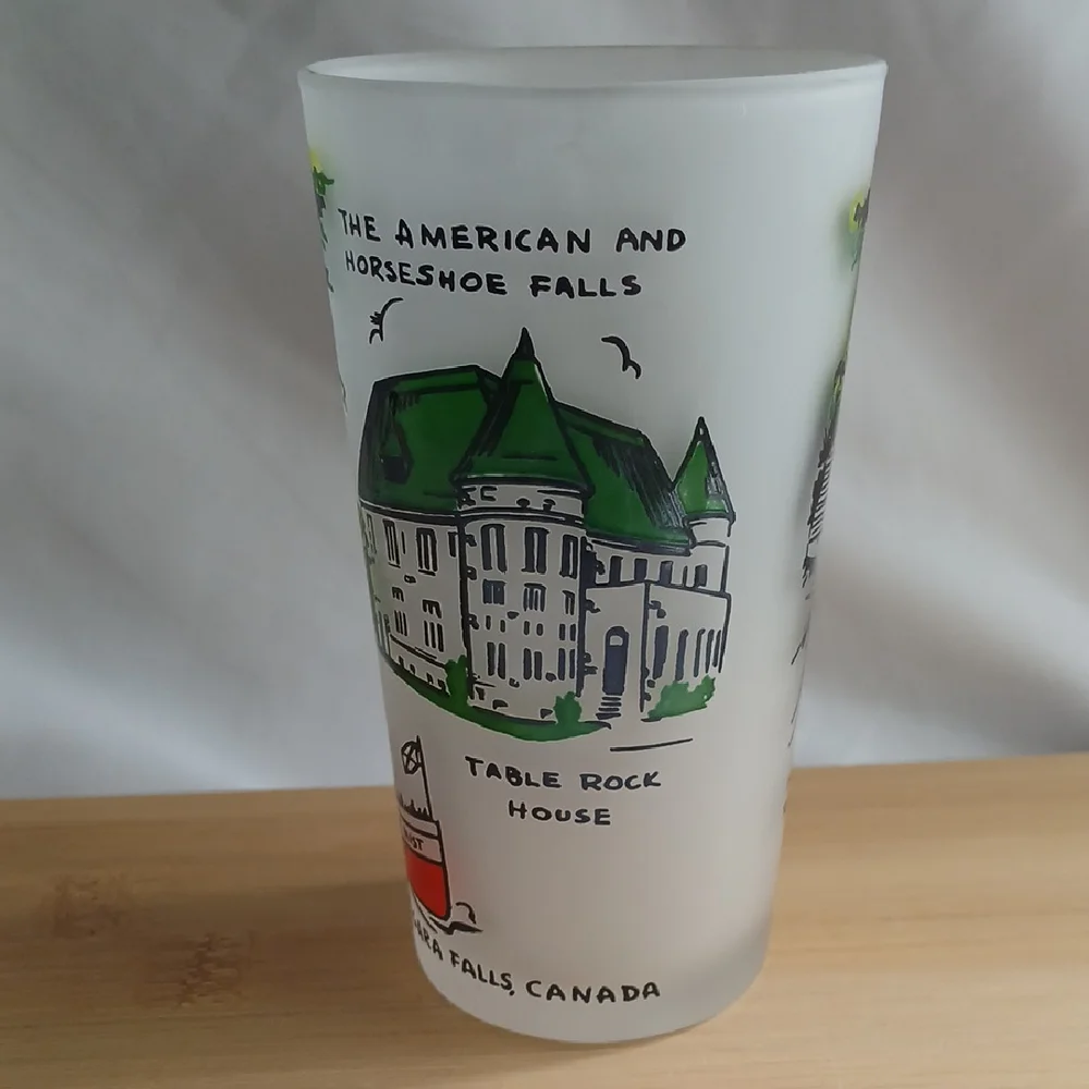Vintage Hazel Atlas Niagara Falls Frosted Souvenir Tumbler